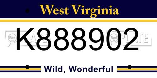 K888902 West Virginia License Plate