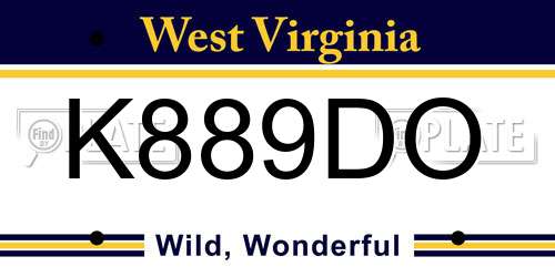 K889DO West Virginia License Plate