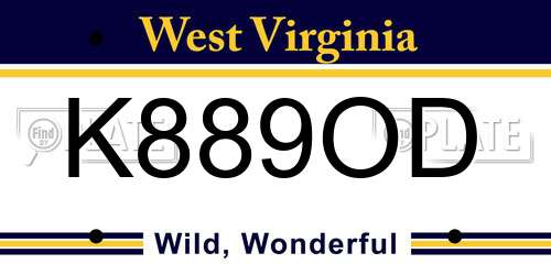 K889OD West Virginia License Plate