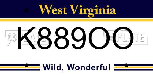 K889OO West Virginia License Plate