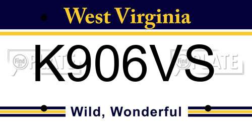 K906VS West Virginia License Plate