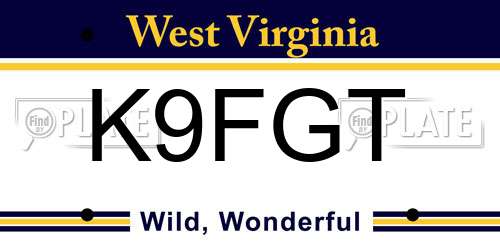 K9FGT West Virginia License Plate