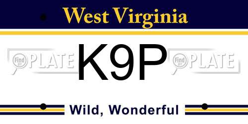 K9P West Virginia License Plate