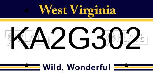 KA2G302 West Virginia License Plate