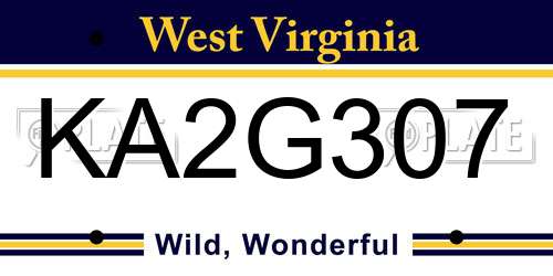 KA2G307 West Virginia License Plate