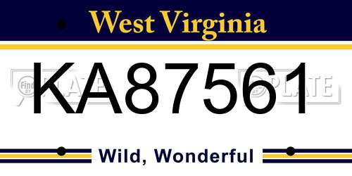 KA87561 West Virginia License Plate