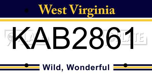 KAB2861 West Virginia License Plate