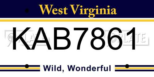 KAB7861 West Virginia License Plate