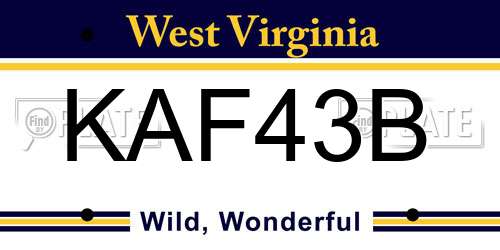 KAF43B West Virginia License Plate