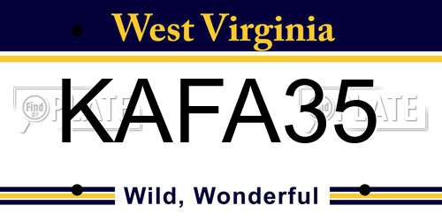 KAFA35 West Virginia License Plate