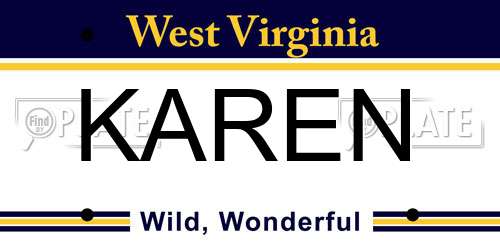 KAREN West Virginia License Plate