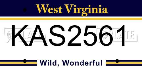 KAS2561 West Virginia License Plate