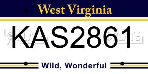 KAS2861 West Virginia License Plate