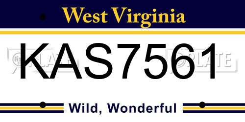 KAS7561 West Virginia License Plate
