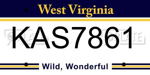 KAS7861 West Virginia License Plate
