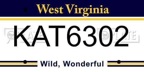 KAT6302 West Virginia License Plate