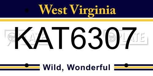 KAT6307 West Virginia License Plate