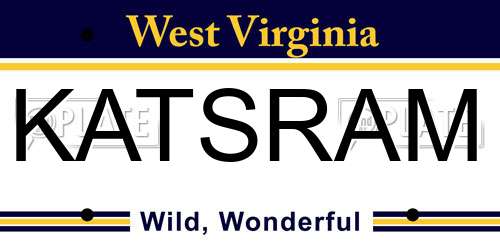 KATSRAM West Virginia License Plate