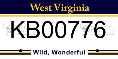 KB00776 West Virginia License Plate