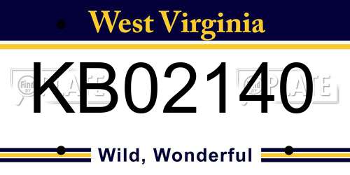 KB02140 West Virginia License Plate