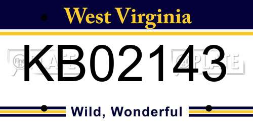 KB02143 West Virginia License Plate