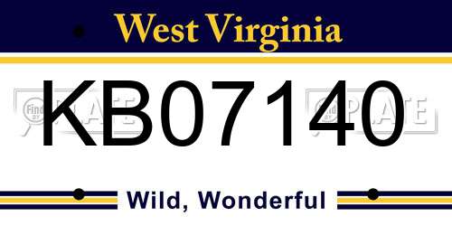 KB07140 West Virginia License Plate
