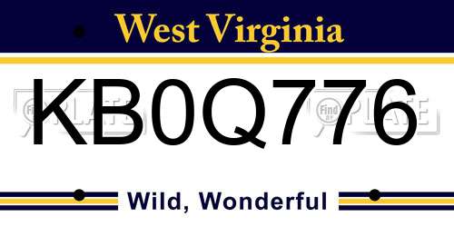 KB0Q776 West Virginia License Plate