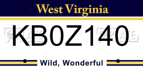 KB0Z140 West Virginia License Plate