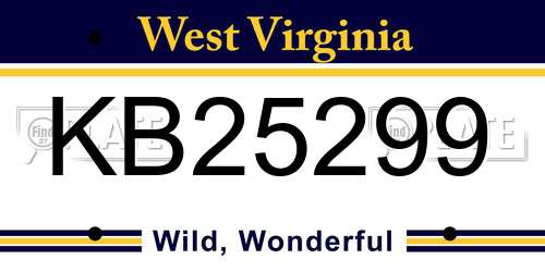 KB25299 West Virginia License Plate