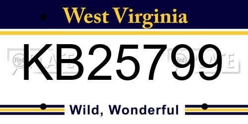 KB25799 West Virginia License Plate