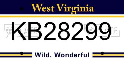 KB28299 West Virginia License Plate