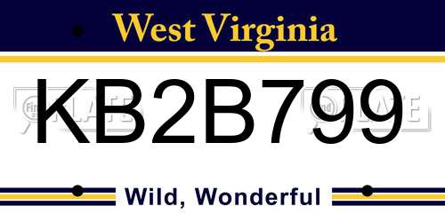 KB2B799 West Virginia License Plate