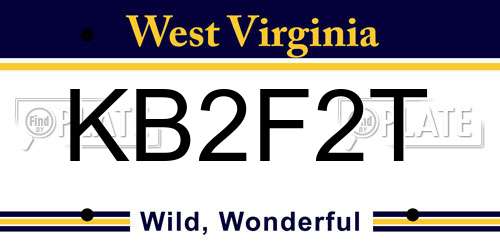 KB2F2T West Virginia License Plate