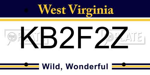 KB2F2Z West Virginia License Plate