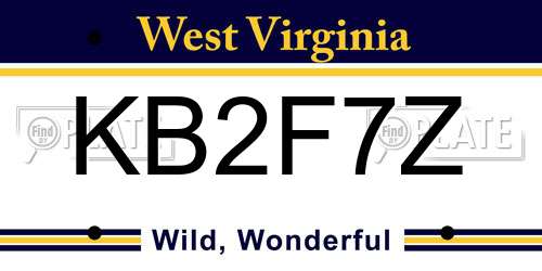 KB2F7Z West Virginia License Plate