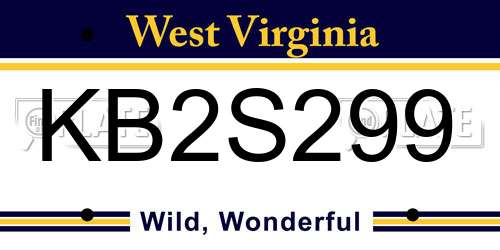 KB2S299 West Virginia License Plate