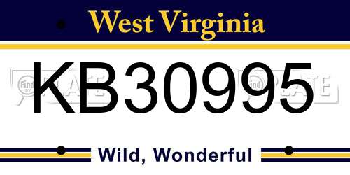 KB30995 West Virginia License Plate