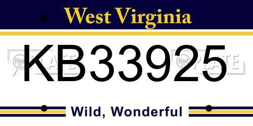 KB33925 West Virginia License Plate