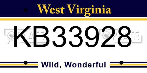 KB33928 West Virginia License Plate