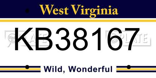 KB38167 West Virginia License Plate
