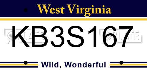 KB3S167 West Virginia License Plate