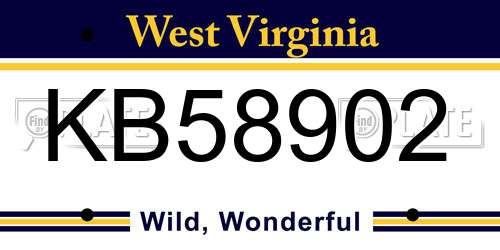 KB58902 West Virginia License Plate