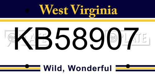 KB58907 West Virginia License Plate