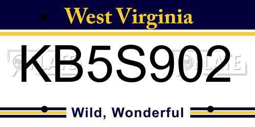 KB5S902 West Virginia License Plate