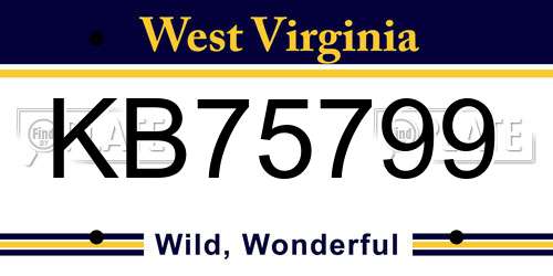 KB75799 West Virginia License Plate
