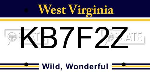 KB7F2Z West Virginia License Plate
