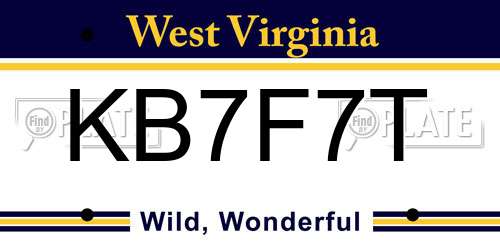 KB7F7T West Virginia License Plate
