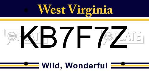 KB7F7Z West Virginia License Plate