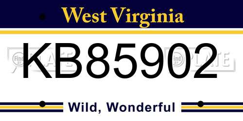 KB85902 West Virginia License Plate