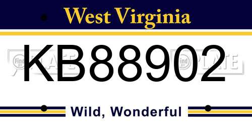 KB88902 West Virginia License Plate